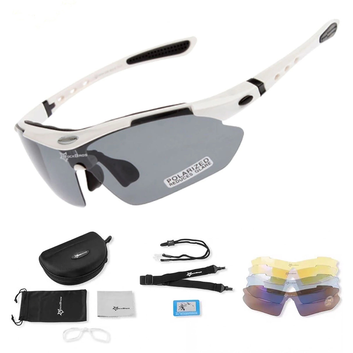 Rockbros 10002 polariserende cykelbriller - hvid