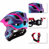 Rockbros TT-32SBPP-M children's bicycle helmet with removable chinbar, size M - purple-pink