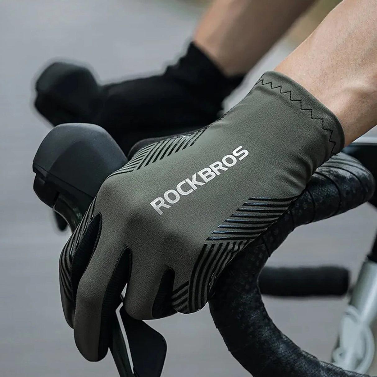 Rockbros 16110006003 støddæmpende cykelhandsker størrelse L - grøn og sort