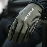 Rockbros 16110006003 støddæmpende cykelhandsker størrelse L - grøn og sort