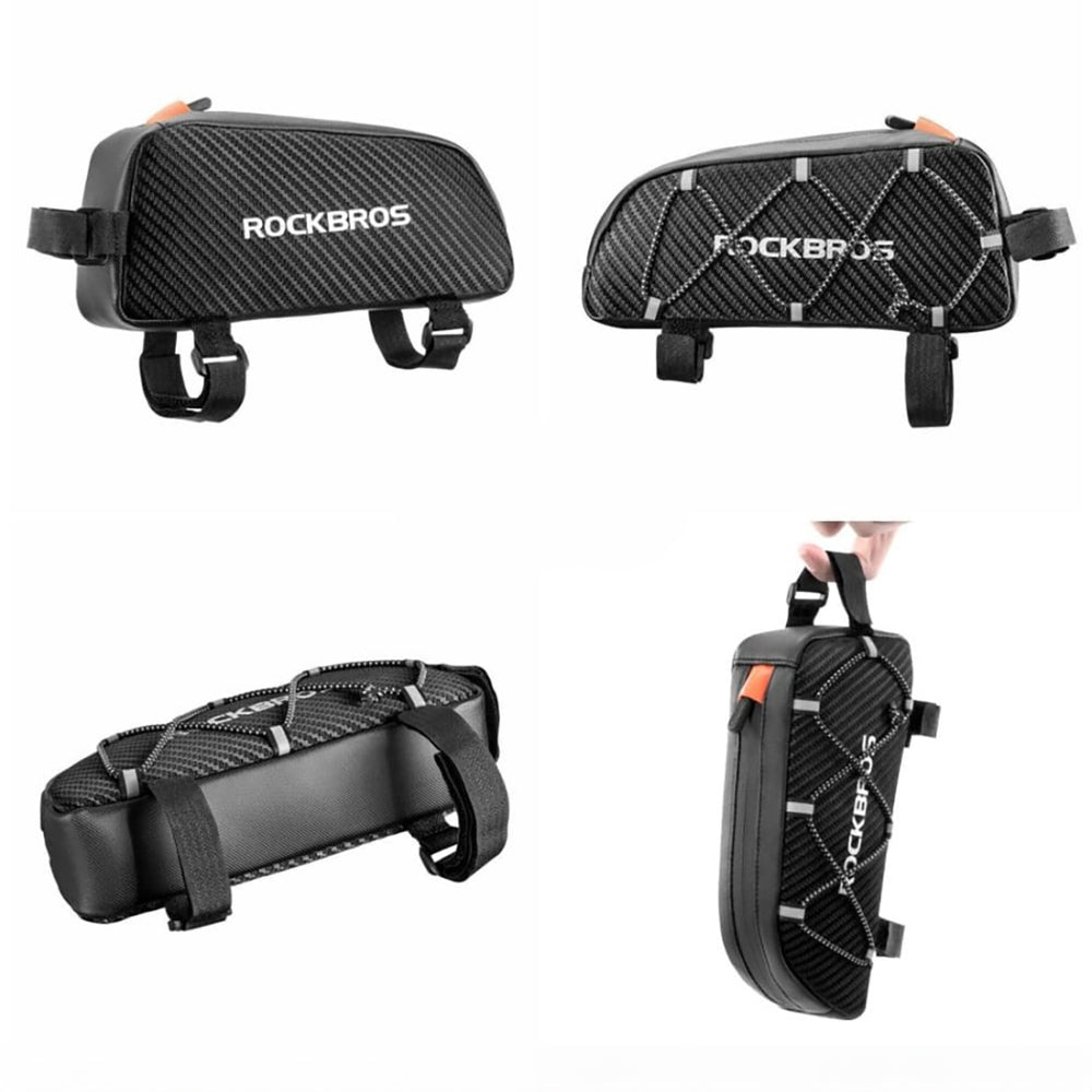 Rockbros 039BK cykelrammesæk 1 l med fletning - sort