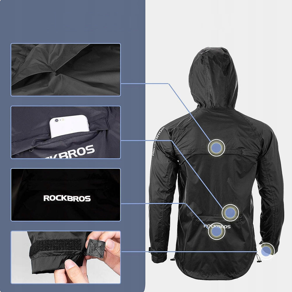 Rockbros YPY013BK3XL regnjakke åndbar vindtæt XXXL - sort