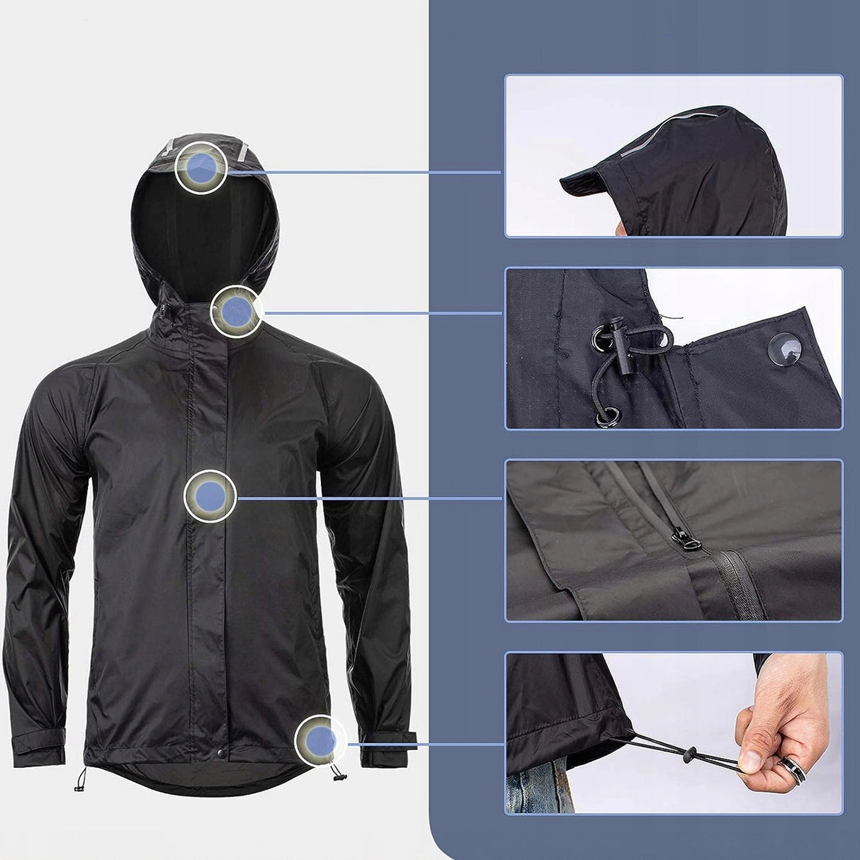 Rockbros YPY013BKXL Regnjakke åndbar vindtæt XL - sort