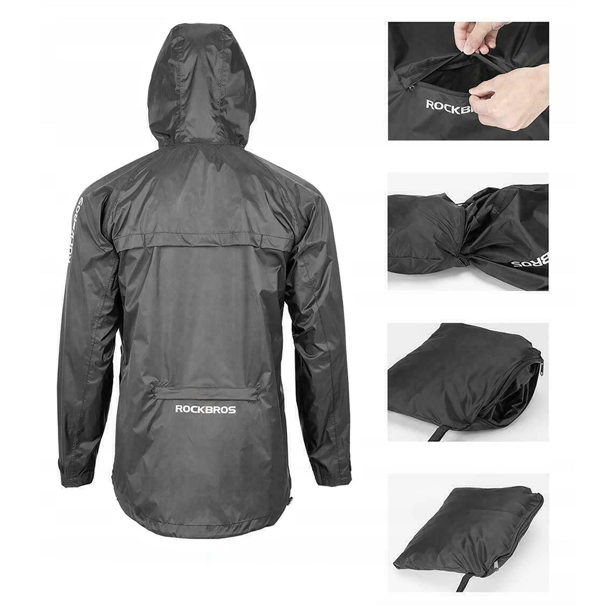 Rockbros YPY013BKXL Regnjakke åndbar vindtæt XL - sort