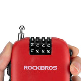 Rockbros 32420981001 cykellås med udtrækkeligt kabel - rød
