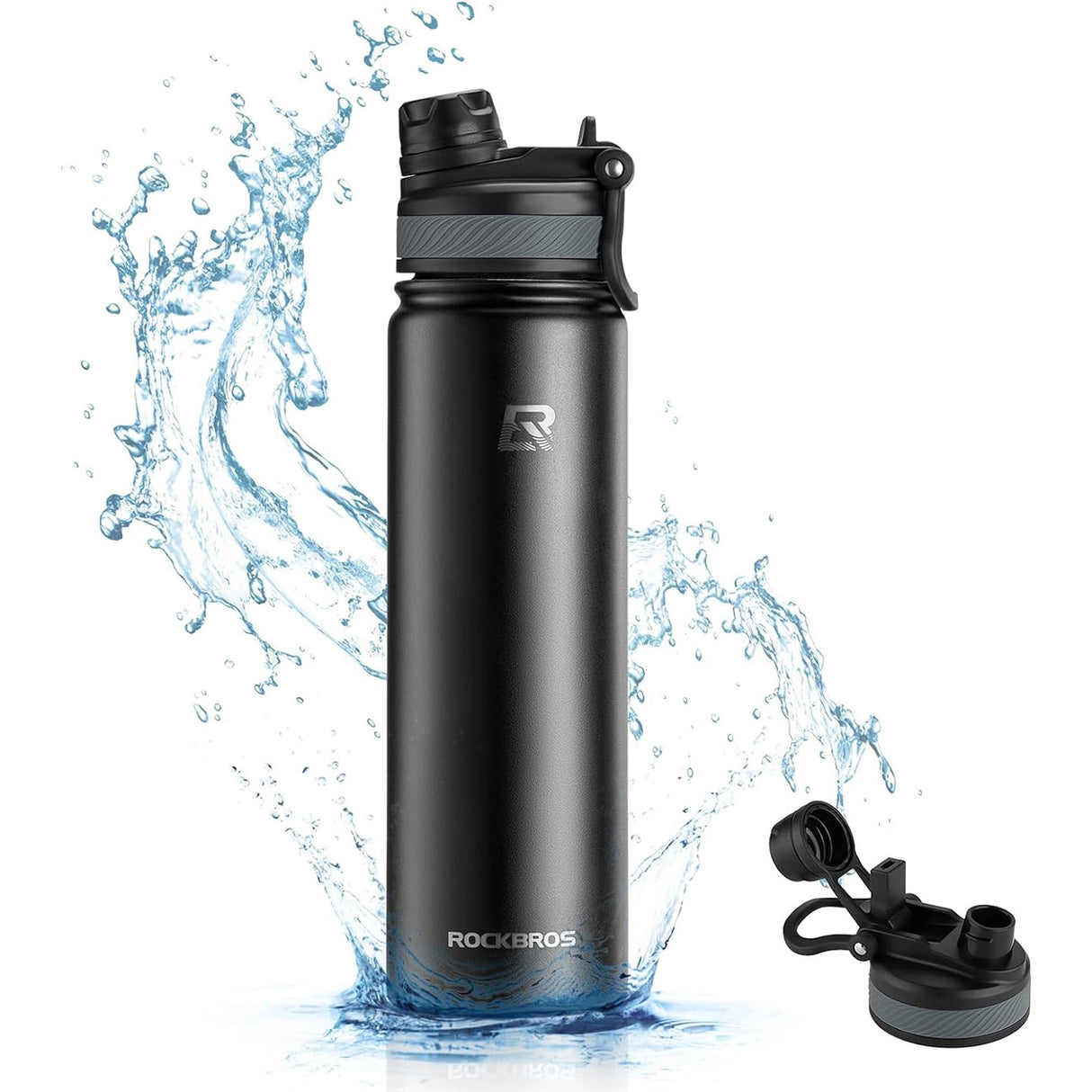 Rockbros 35210029002 termisk cykelflaske til drikkevarer 650 ml - sort