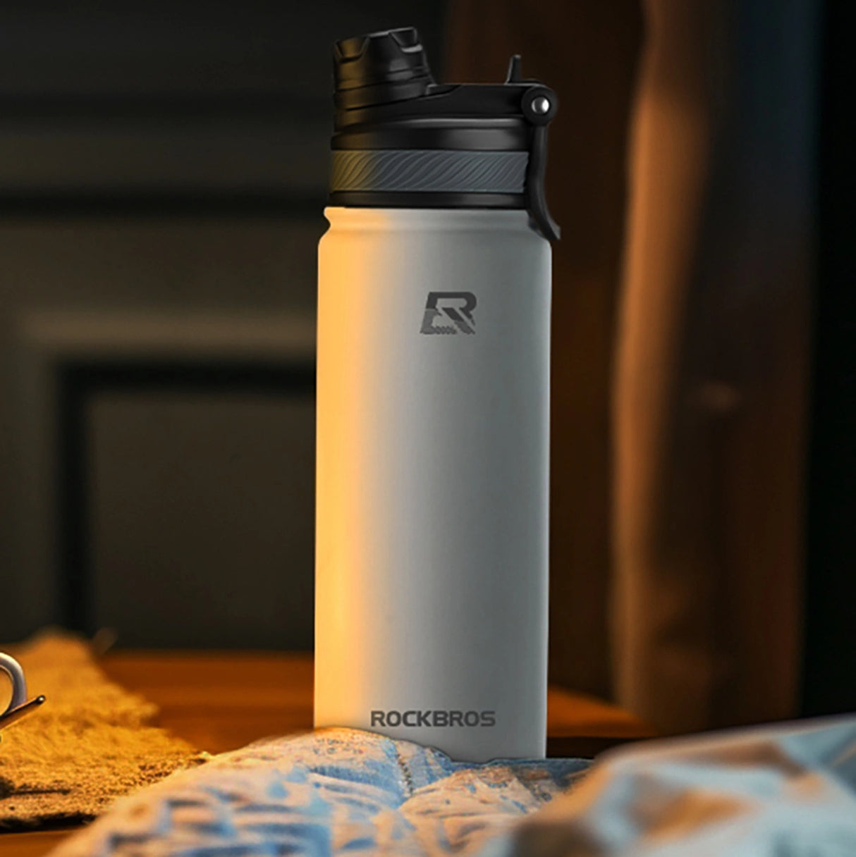 Rockbros 35210029006 termisk cykelflaske til drikkevarer 650 ml - hvid