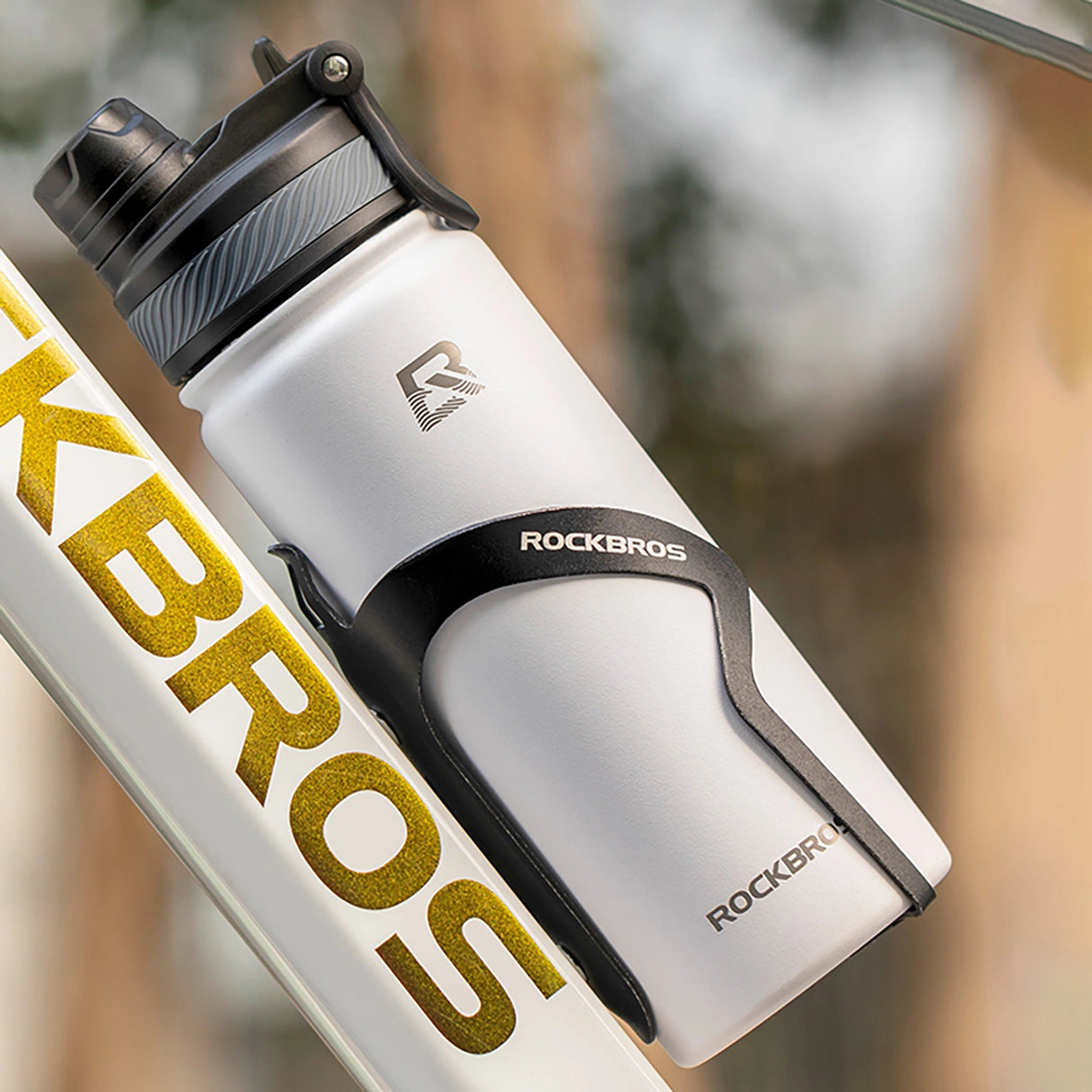 Rockbros 35210029006 termisk cykelflaske til drikkevarer 650 ml - hvid