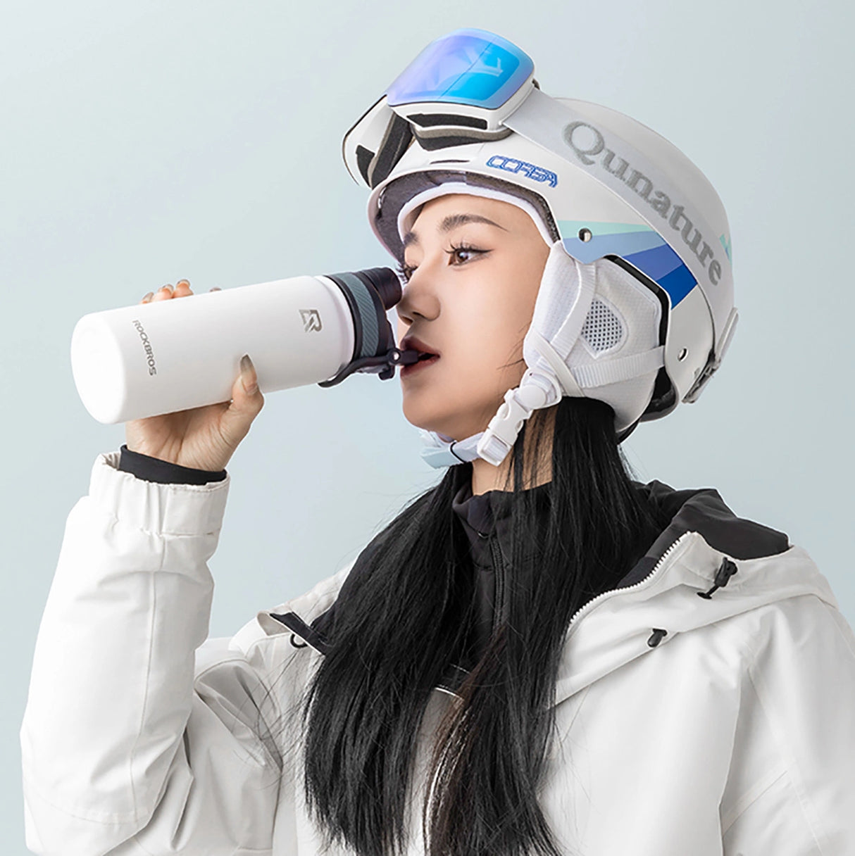 Rockbros 35210029006 termisk cykelflaske til drikkevarer 650 ml - hvid