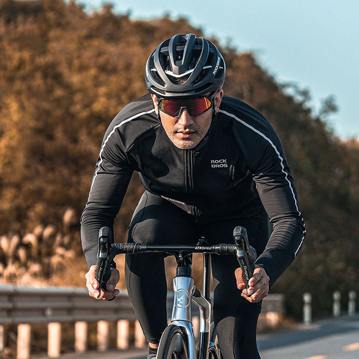 Rockbros 15400002002 langærmet cykeltrøje efterår/vinter M - sort