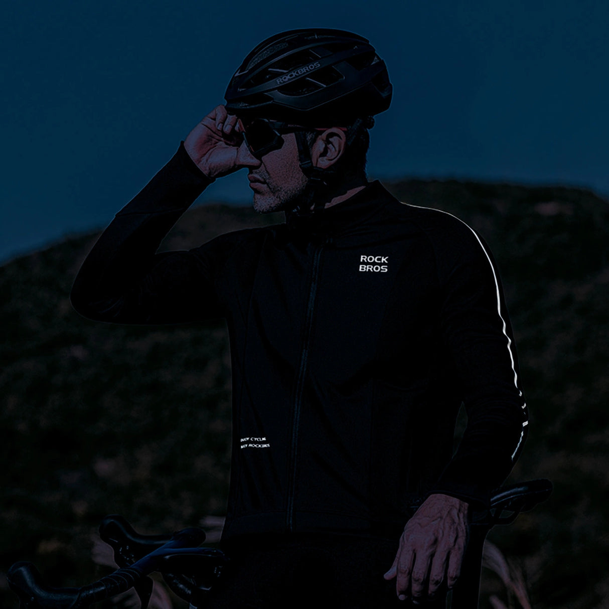 Rockbros 15400002005 langærmet cykeltrøje efterår/vinter XXL - sort