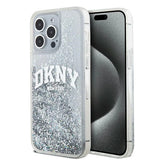 DKNY Liquid Glitter Big Logo-kasse til iPhone 15 Pro - hvid