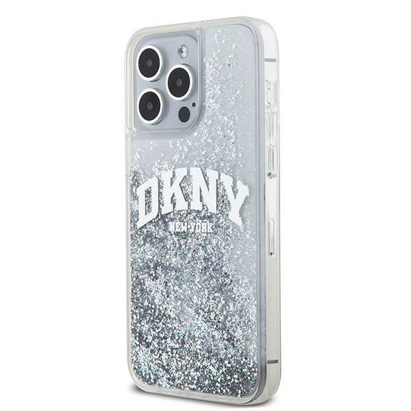 DKNY Liquid Glitter Big Logo-kasse til iPhone 15 Pro - hvid
