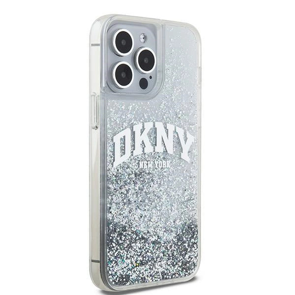DKNY Liquid Glitter Big Logo-kasse til iPhone 15 Pro - hvid