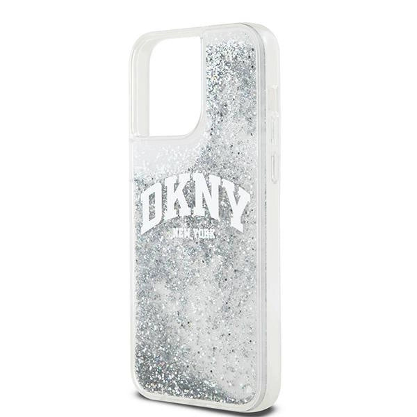 DKNY Liquid Glitter Big Logo-kasse til iPhone 15 Pro - hvid