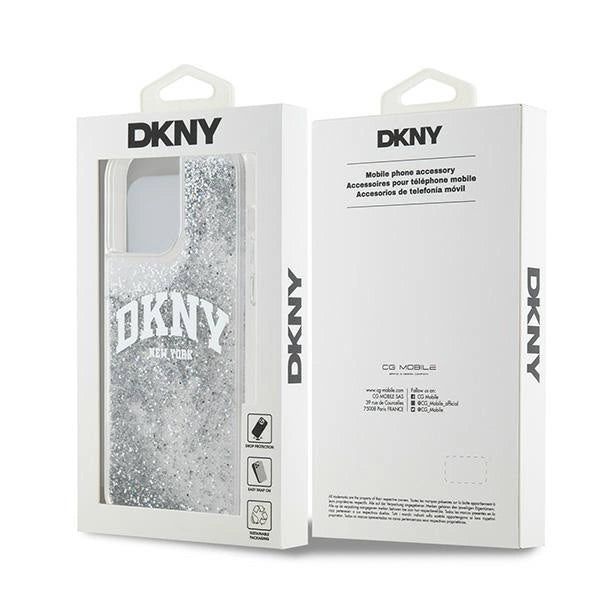 DKNY Liquid Glitter Big Logo-kasse til iPhone 15 Pro - hvid