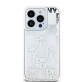 DKNY Liquid Glitter Multilogo-kasse til iPhone 15 Pro - hvid