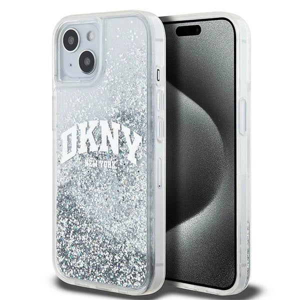 DKNY Liquid Glitter Big Logo-kasse til iPhone 15 / 14 / 13 - hvid