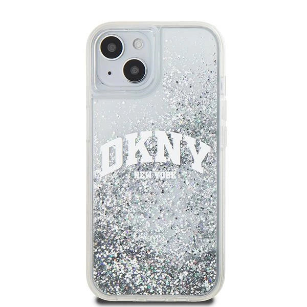 DKNY Liquid Glitter Big Logo-kasse til iPhone 15 / 14 / 13 - hvid