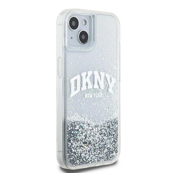 DKNY Liquid Glitter Big Logo-kasse til iPhone 15 / 14 / 13 - hvid