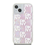 DKNY Liquid Glitter Multilogo æske til iPhone 15 / 14 / 13 - pink