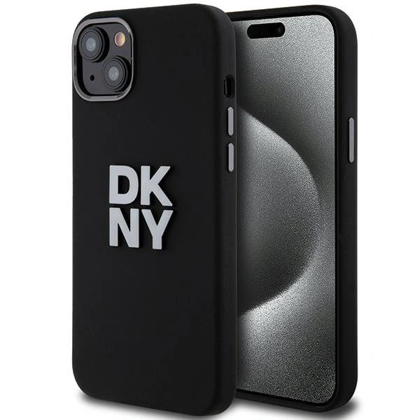 DKNY Liquid Silicone Metal Logo iPhone 15/14/13 Case - sort