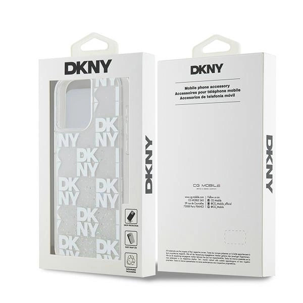 DKNY Liquid Glitter Multilogo-kasse til iPhone 15 Pro Max - hvid