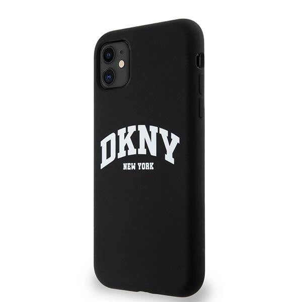 DKNY Liquid Silicone White Printed Logo MagSafe Case til iPhone 11/Xr - sort