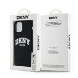 DKNY Liquid Silicone White Printed Logo MagSafe Case til iPhone 12/12 Pro - sort