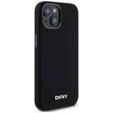 DKNY Liquid Silicone Small Metal Logo MagSafe Case til iPhone 14/15/13 - sort