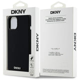 DKNY Liquid Silicone Small Metal Logo MagSafe Case til iPhone 14/15/13 - sort