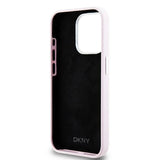 DKNY Liquid Silicone Small Metal Logo MagSafe-kasse til iPhone 15 Pro - lyserød