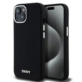 DKNY Liquid Silicone Small Metal Logo MagSafe Case til iPhone 15 Plus / 14 Plus - sort