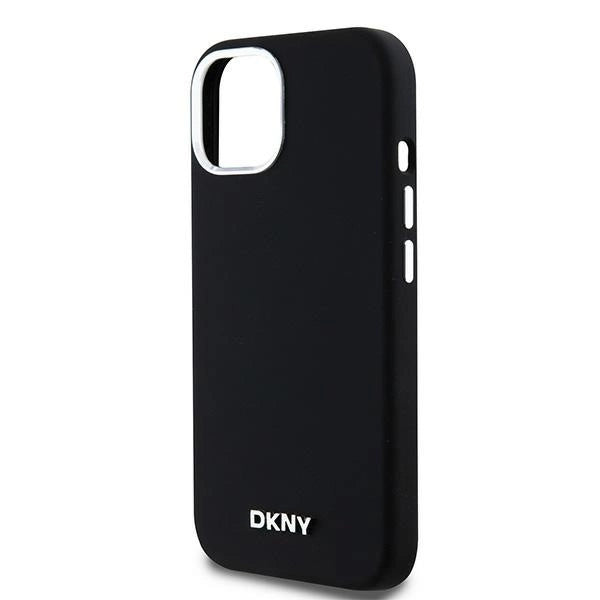 DKNY Liquid Silicone Small Metal Logo MagSafe Case til iPhone 15 Plus / 14 Plus - sort