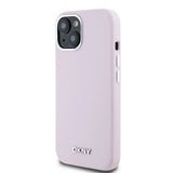 DKNY flydende silikone lille metal logo MagSafe Case til iPhone 15 Plus / 14 Plus - Pink