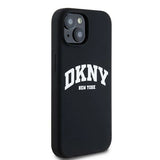 DKNY Liquid Silicone White Printed Logo MagSafe Case til iPhone 15 Plus / 14 Plus - sort