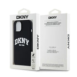DKNY Liquid Silicone White Printed Logo MagSafe Case til iPhone 15 Plus / 14 Plus - sort