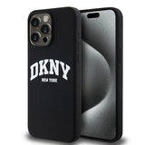 DKNY Liquid Silicone White Printed Logo MagSafe-kasse til iPhone 15 Pro Max - sort
