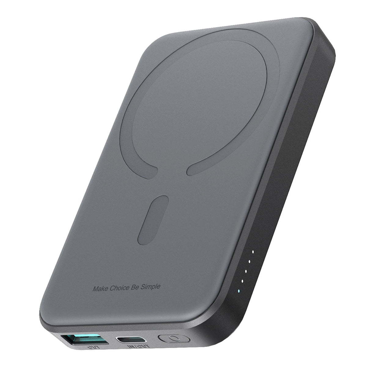 Powerbank Joyroom JR-W020 Mini 5000mAh USB-A USB-C induktiv 20W - sort + USB-C / USB-C kabel