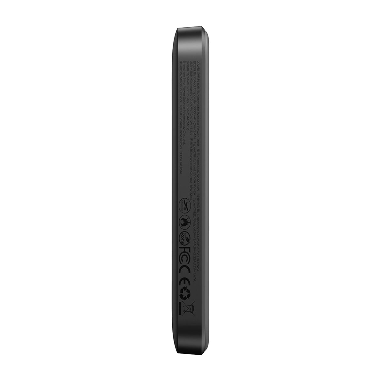 Powerbank Joyroom JR-W020 Mini 5000mAh USB-A USB-C induktiv 20W - sort + USB-C / USB-C kabel