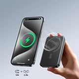 Powerbank Joyroom JR-W020 Mini 5000mAh USB-A USB-C induktiv 20W - sort + USB-C / USB-C kabel