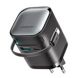 Joyroom JR-TCL02 65W USB-A USB-C GaN oplader med indbygget USB-C kabel - sort