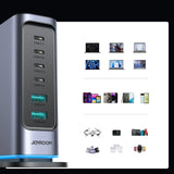 Joyroom JR-TCM02 multi-port GaN oplader 65W EU 4x USB-C 2x USB-A - mørkgrå