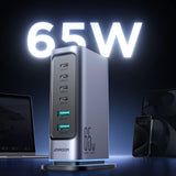 Joyroom JR-TCM02 multi-port GaN oplader 65W EU 4x USB-C 2x USB-A - mørkgrå