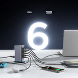 Joyroom JR-TCM02 multi-port GaN oplader 65W EU 4x USB-C 2x USB-A - mørkgrå