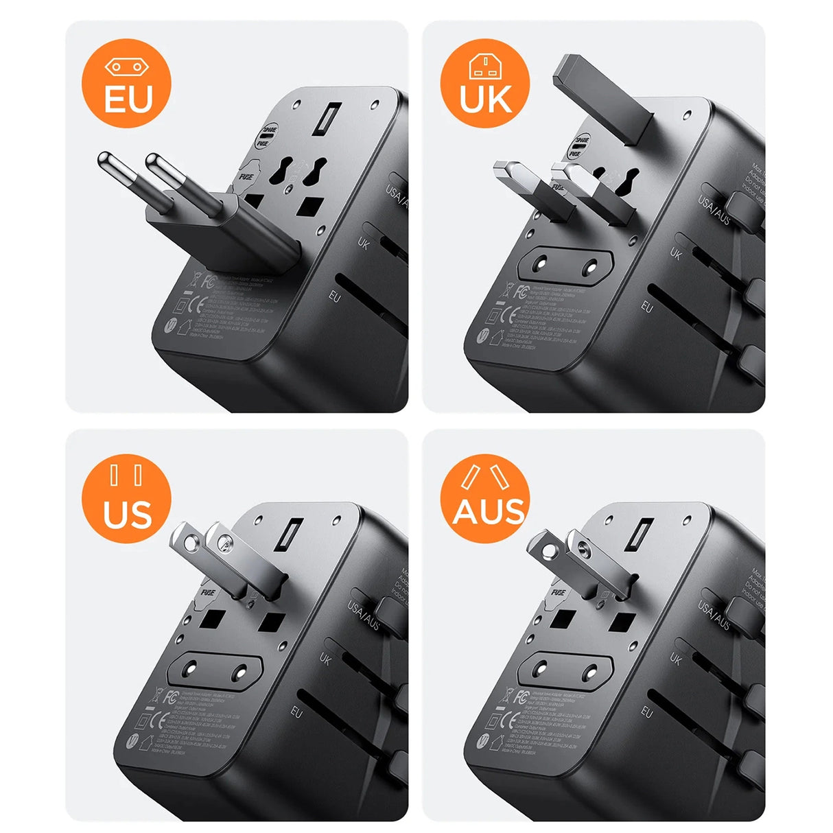 Joyroom JR-TCW02 65W Travel Adapter Universal EU / US / JP / AU / UK / CN - sort