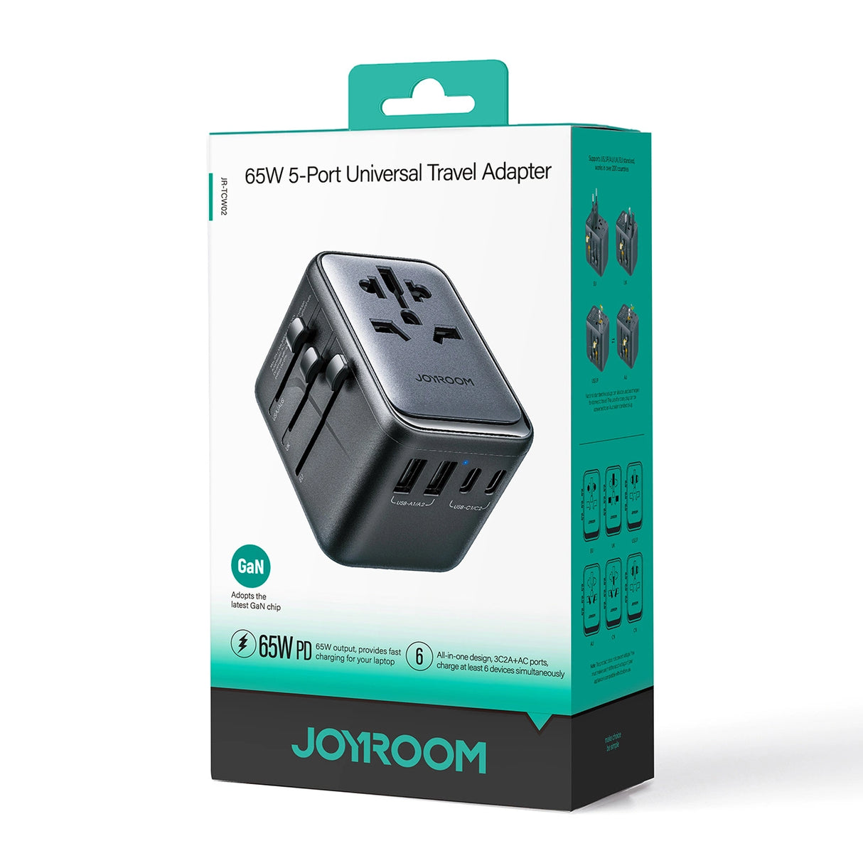 Joyroom JR-TCW02 65W Travel Adapter Universal EU / US / JP / AU / UK / CN - sort