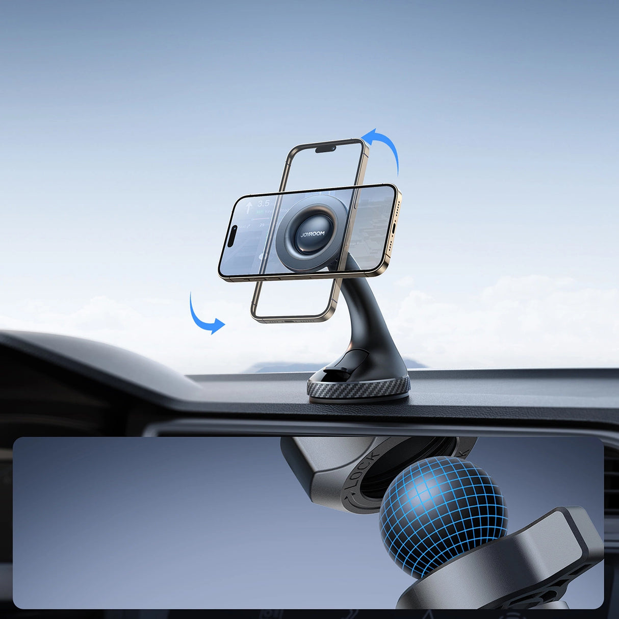 Joyroom JR-ZS406 magnetisk bilholder til forrude / cockpit - sort