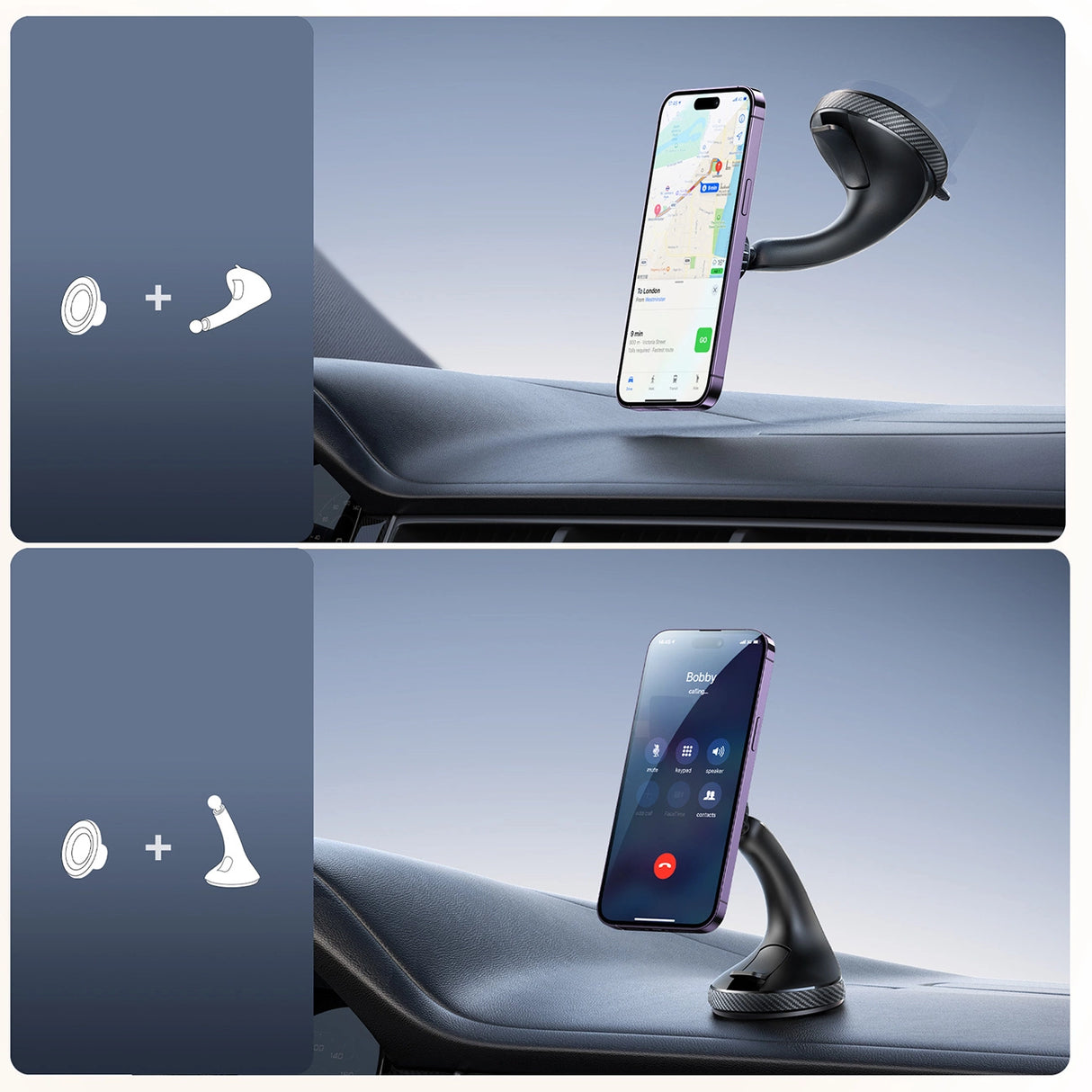 Joyroom JR-ZS406 magnetisk bilholder til forrude / cockpit - sort