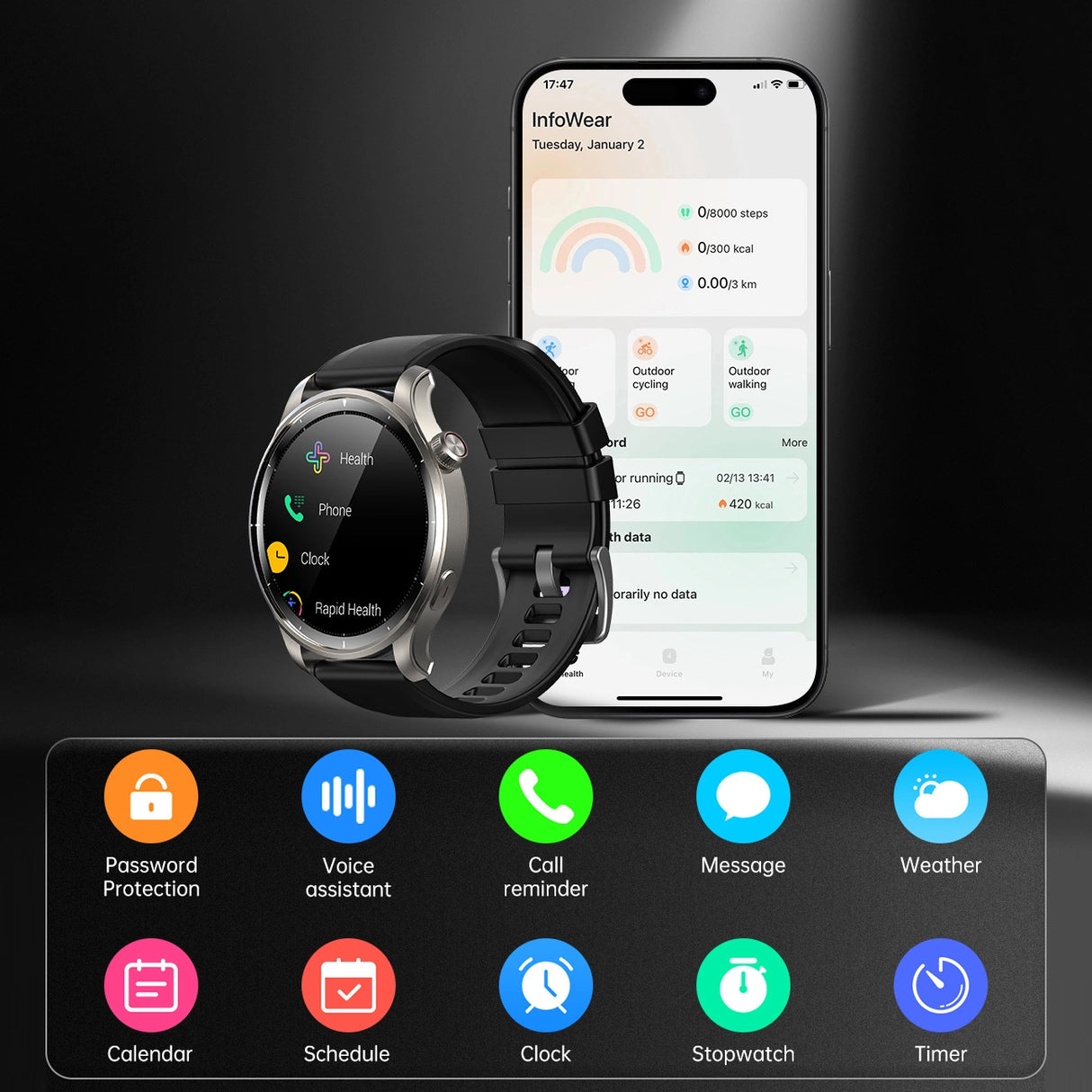 Joyroom Venture-serien JR-FV1 Smartwatch med opkaldsmodtager - Grå
